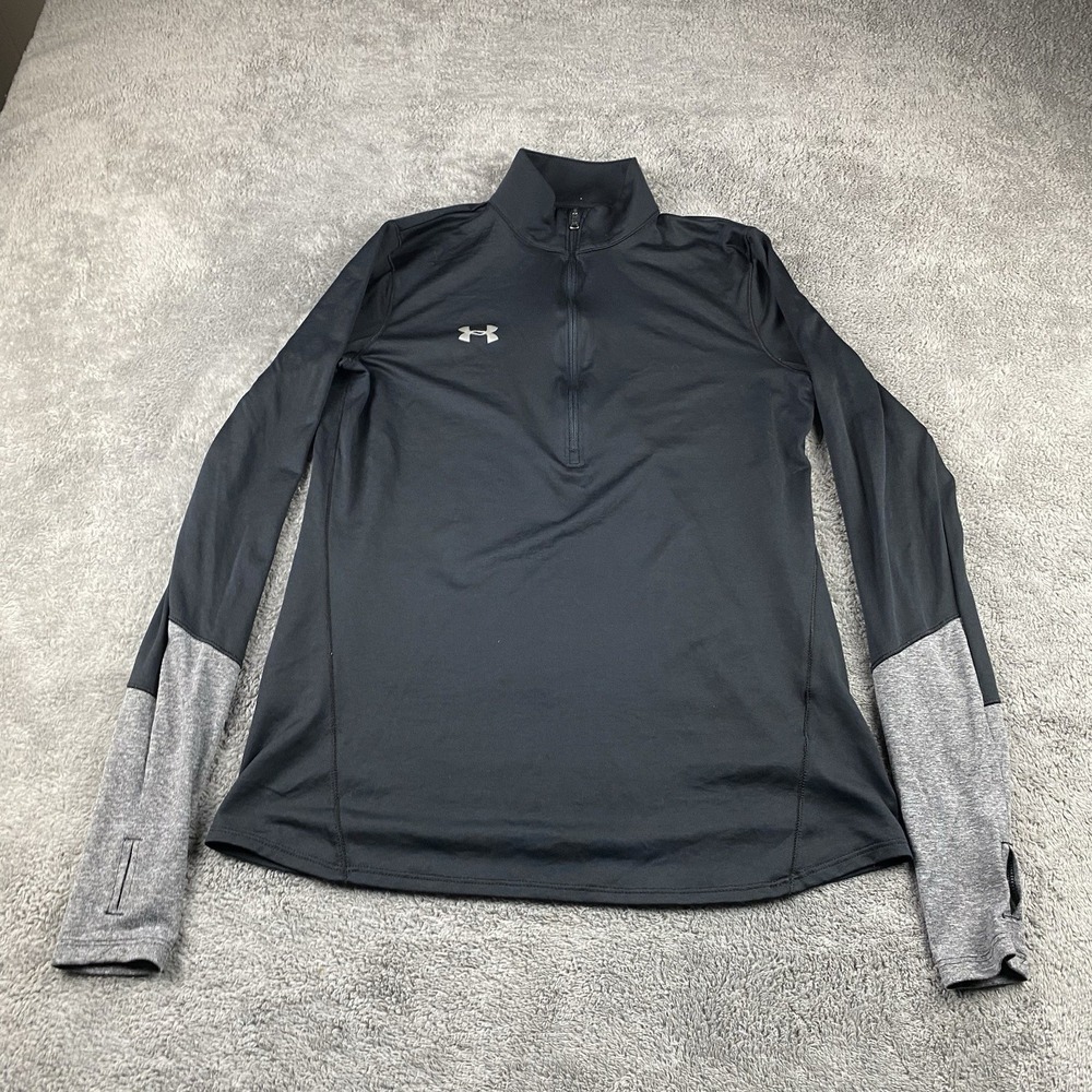 Under Armour Loose Quarter‎ Zip Mock Neck Shirt Top Womens Small Long Sleeve
